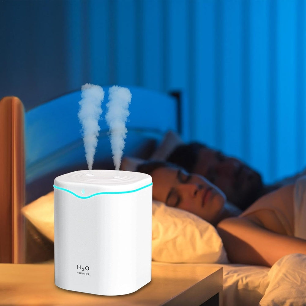 USB Air Humidifier with Dual Spray Ports and Essential Oil Diffuser