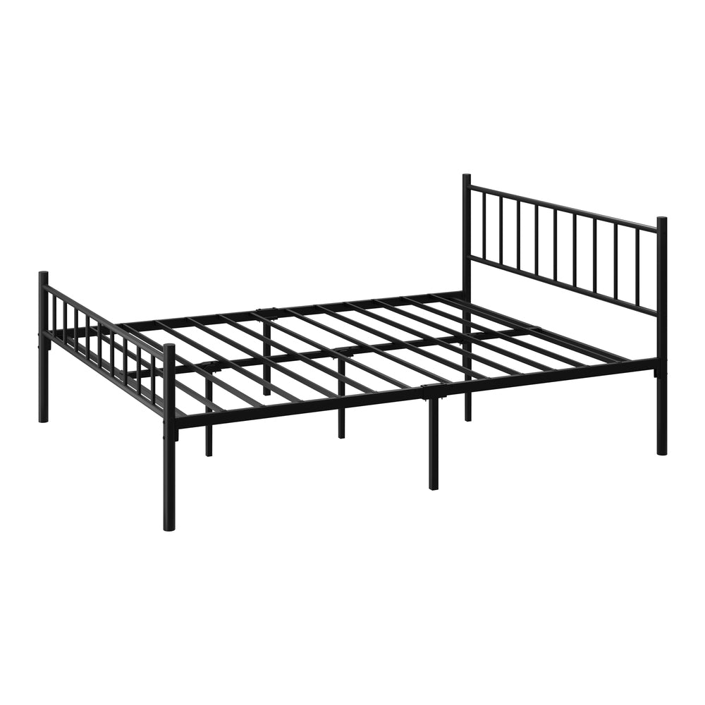 Black Metal Platform Bed Frame Queen Size