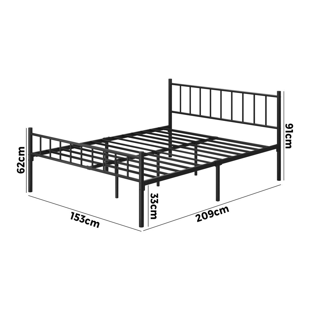 Black Metal Platform Bed Frame Queen Size