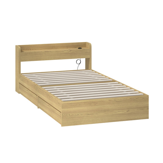 King Single Bed Frame with Two Drawers and Charging Ports