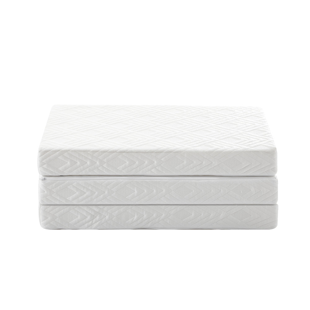 White 3-Fold Foldable Foam Mattress