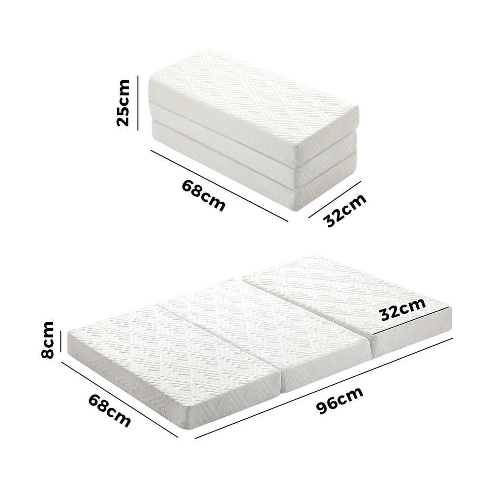 White 3-Fold Foldable Foam Mattress