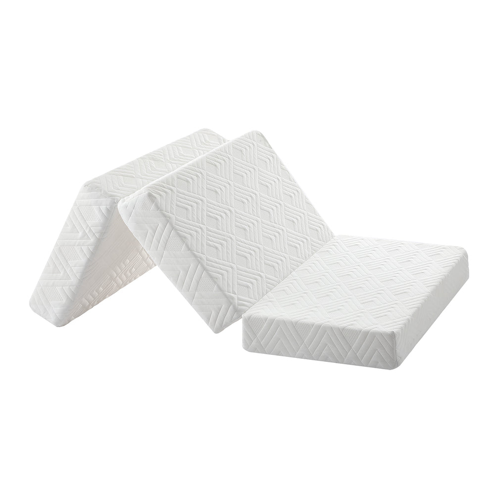 White 3-Fold Foldable Foam Mattress
