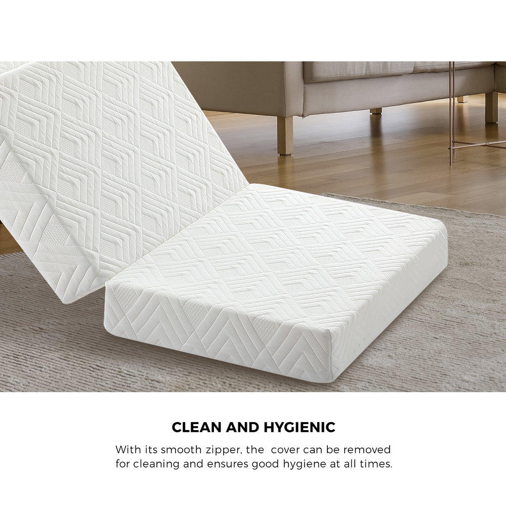 White 3-Fold Foldable Foam Mattress