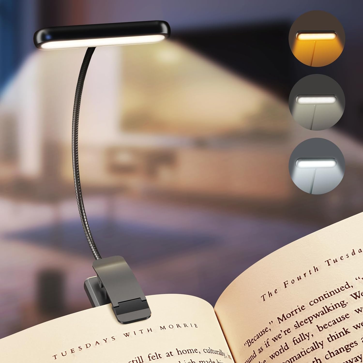 14 LEDs Book Light USB Rechargeable Flexible Easy Clip Reading Light