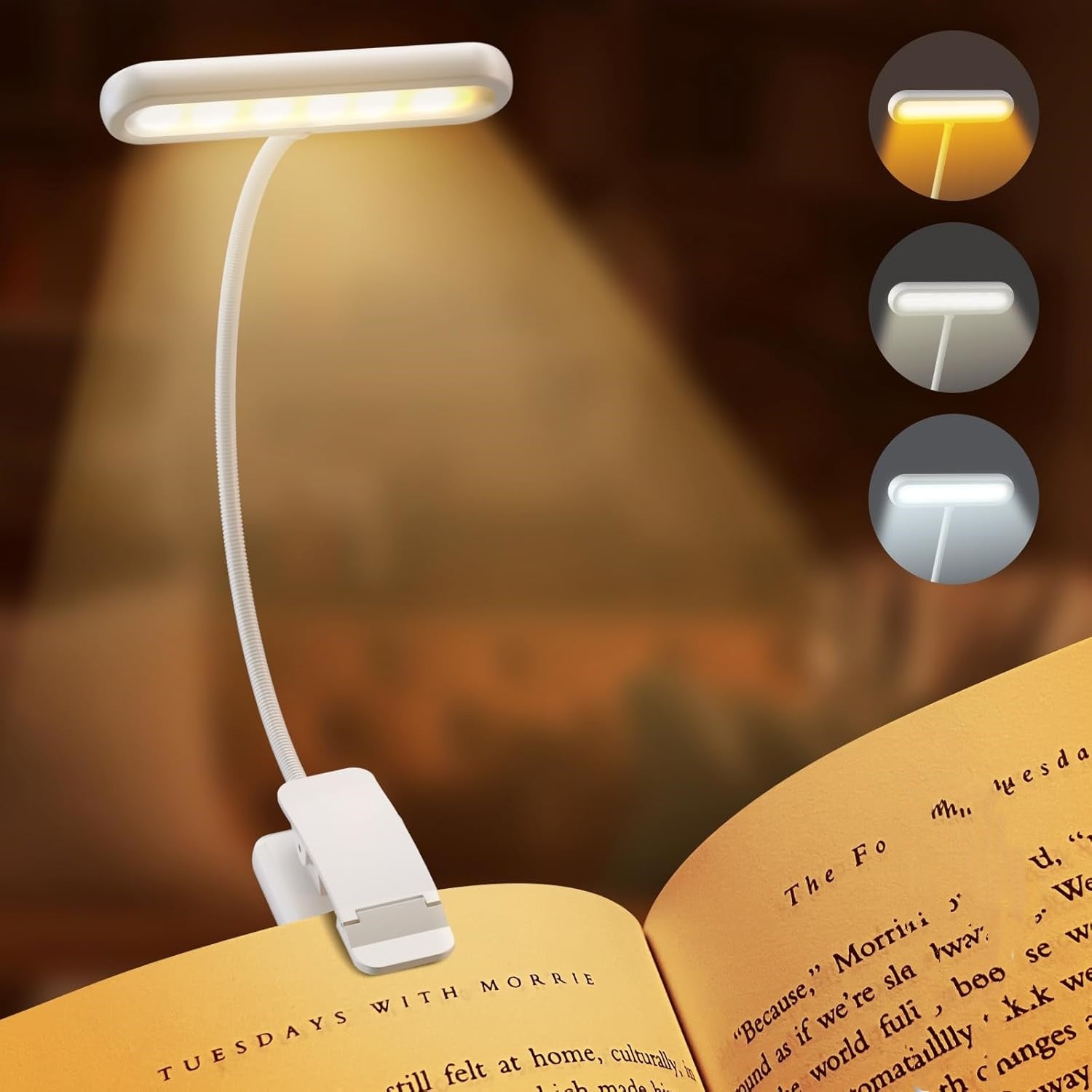 14 LEDs Book Light USB Rechargeable Flexible Easy Clip Reading Light